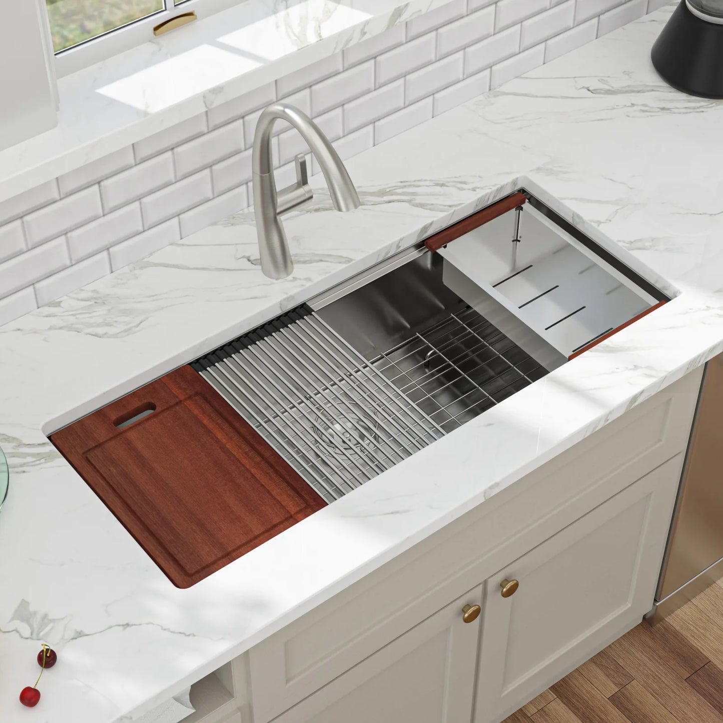 US Shipping SUS304 Material 45 Inch Undermount Stainless Steel Kitchen Sink Handmade Single Bowl