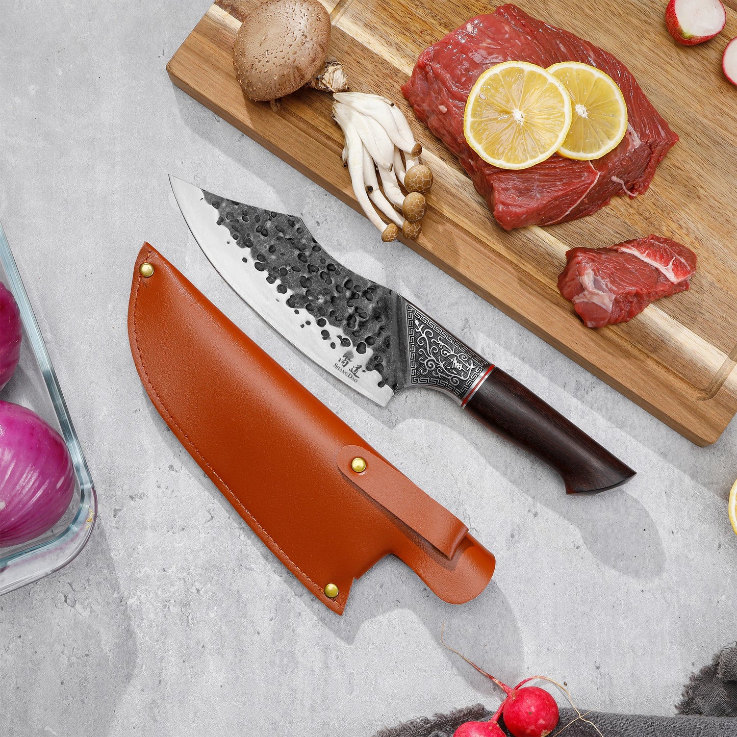 SHANGDAO 7 Inch Stainless Steel Chef Butcher Knife for Meat for Chopping and Slicing Essential Kitchen Tool for Food Industry