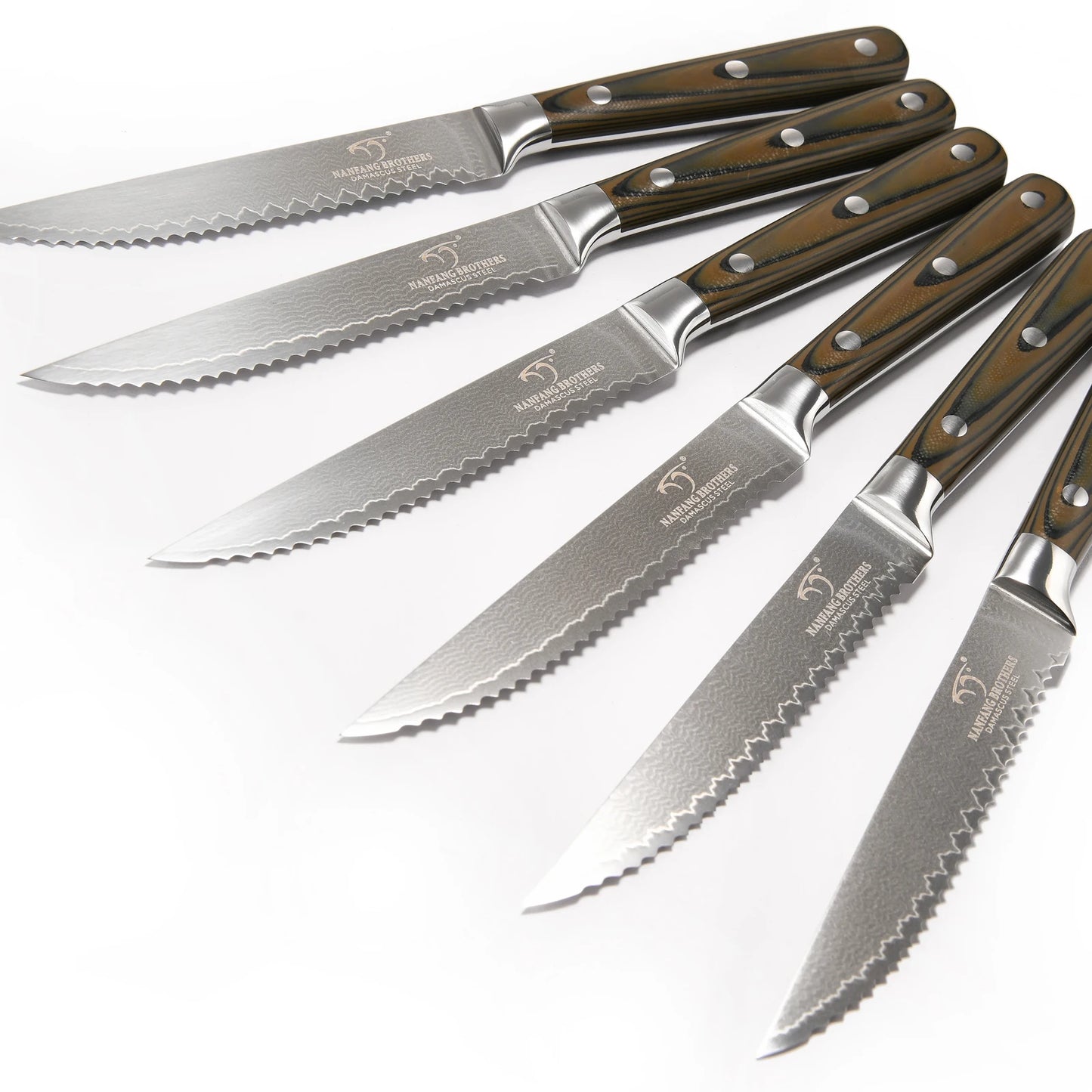 Kitchen Damascus Utility Steak Knife Set, 6-Piece Kitchen Knife Set with Bamboo Box,Non-slip G10 Ergonomic Triple Rivet Handle