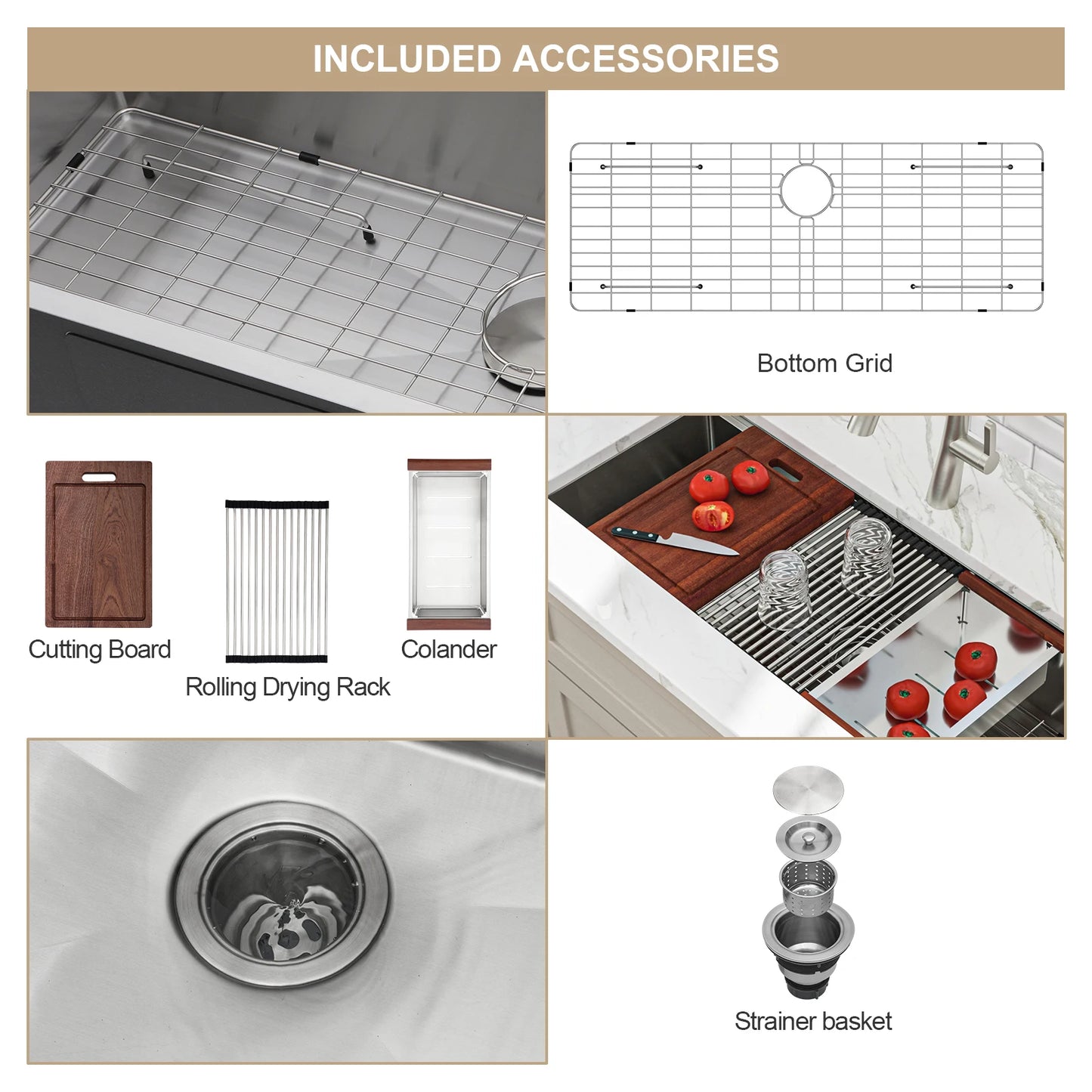 US Shipping SUS304 Material 45 Inch Undermount Stainless Steel Kitchen Sink Handmade Single Bowl