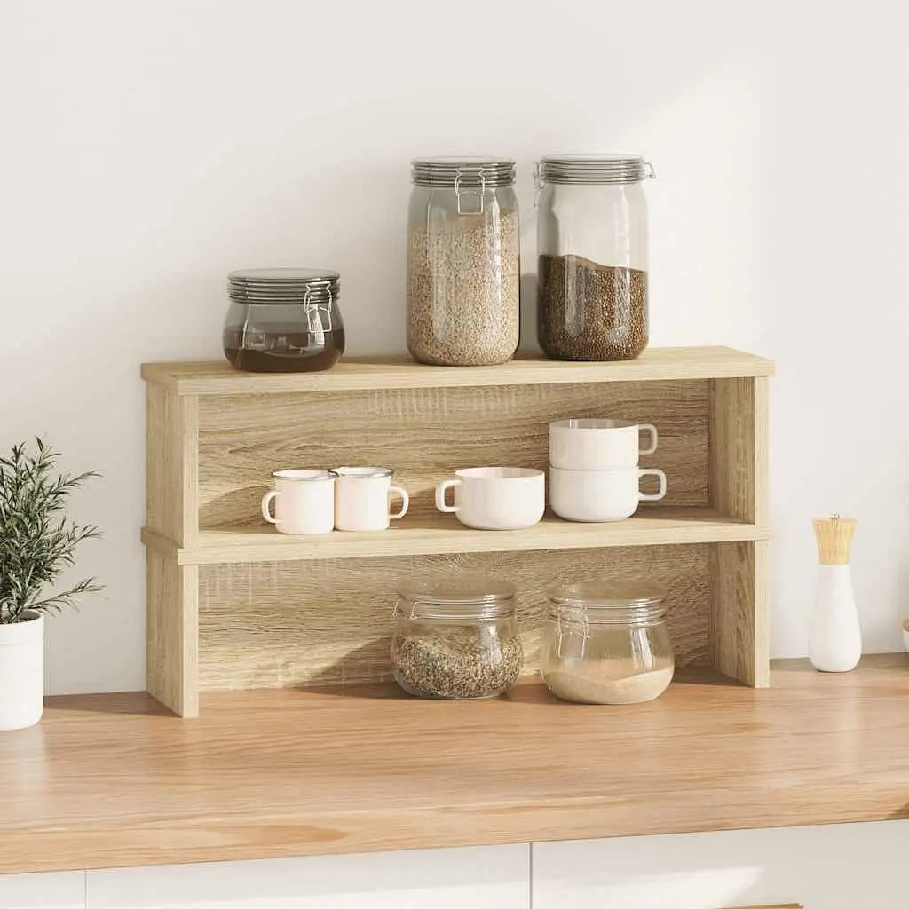 W2B VidaXL Sonoma Oak Kitchen Racks 2pcs Stackable 19.7x5.9x6.3" Furniture