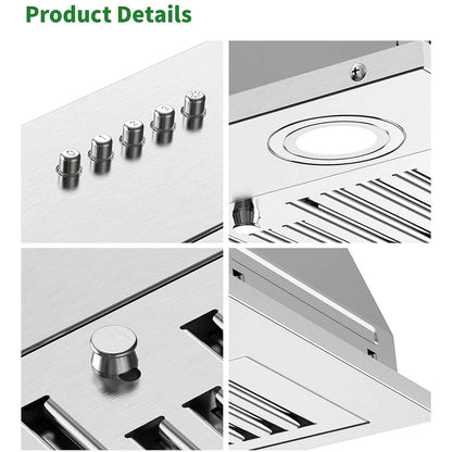Range Hood Insert 36 Inch 600CFM Stainless Steel Household Built-in Vent Hood , Kitchen Ventilation Stove Exhaust Fan,
