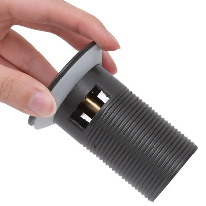 W2B VidaXL Grey 2.5x2.5x3.6\" Push Drain with Overflow Function for Kitchen and Bathroom Sinks and Basins
