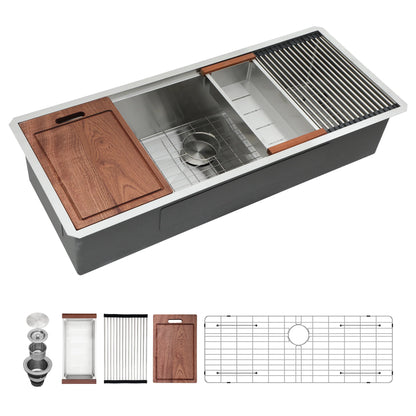 US Shipping SUS304 Material 45 Inch Undermount Stainless Steel Kitchen Sink Handmade Single Bowl
