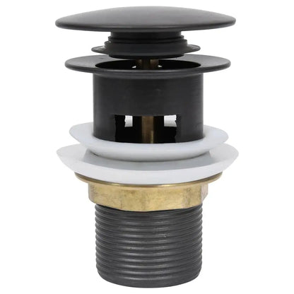 W2B VidaXL Grey 2.5x2.5x3.6\" Push Drain with Overflow Function for Kitchen and Bathroom Sinks and Basins