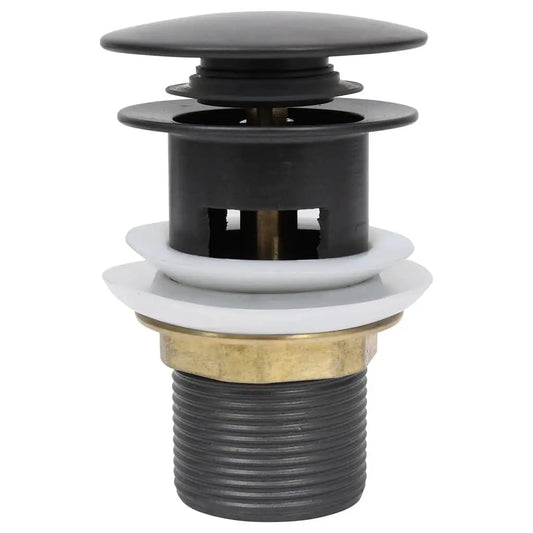 W2B VidaXL Grey 2.5x2.5x3.6\" Push Drain with Overflow Function for Kitchen and Bathroom Sinks and Basins