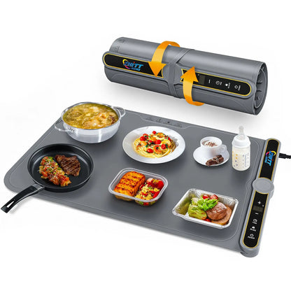 Heated Portable Eco-friendly Adjustable Temperature Fold Food Warming Tray Warm Mat for Kitchen Dining Room Desktop