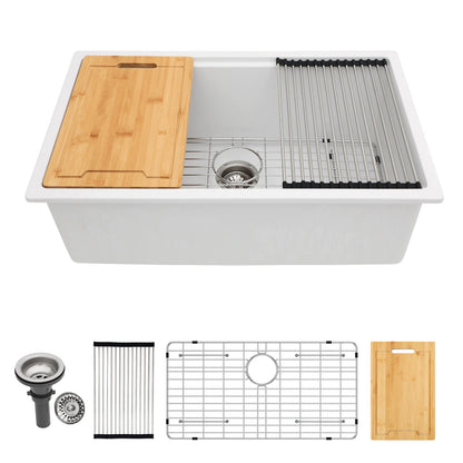 Hot Sale 30inch Quartz Single Bowl Sink Granite Composite White Sink  for Kitchen