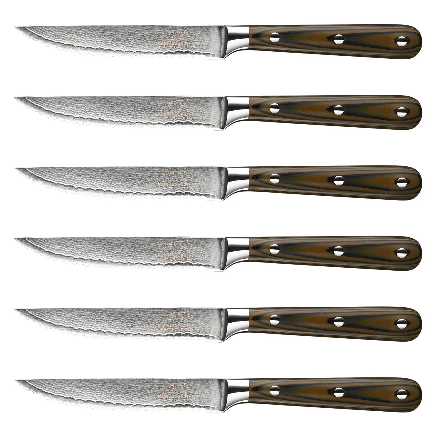 Kitchen Damascus Utility Steak Knife Set, 6-Piece Kitchen Knife Set with Bamboo Box,Non-slip G10 Ergonomic Triple Rivet Handle