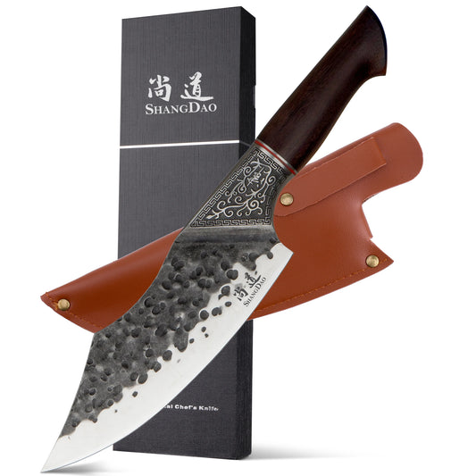 SHANGDAO 7 Inch Stainless Steel Chef Butcher Knife for Meat for Chopping and Slicing Essential Kitchen Tool for Food Industry