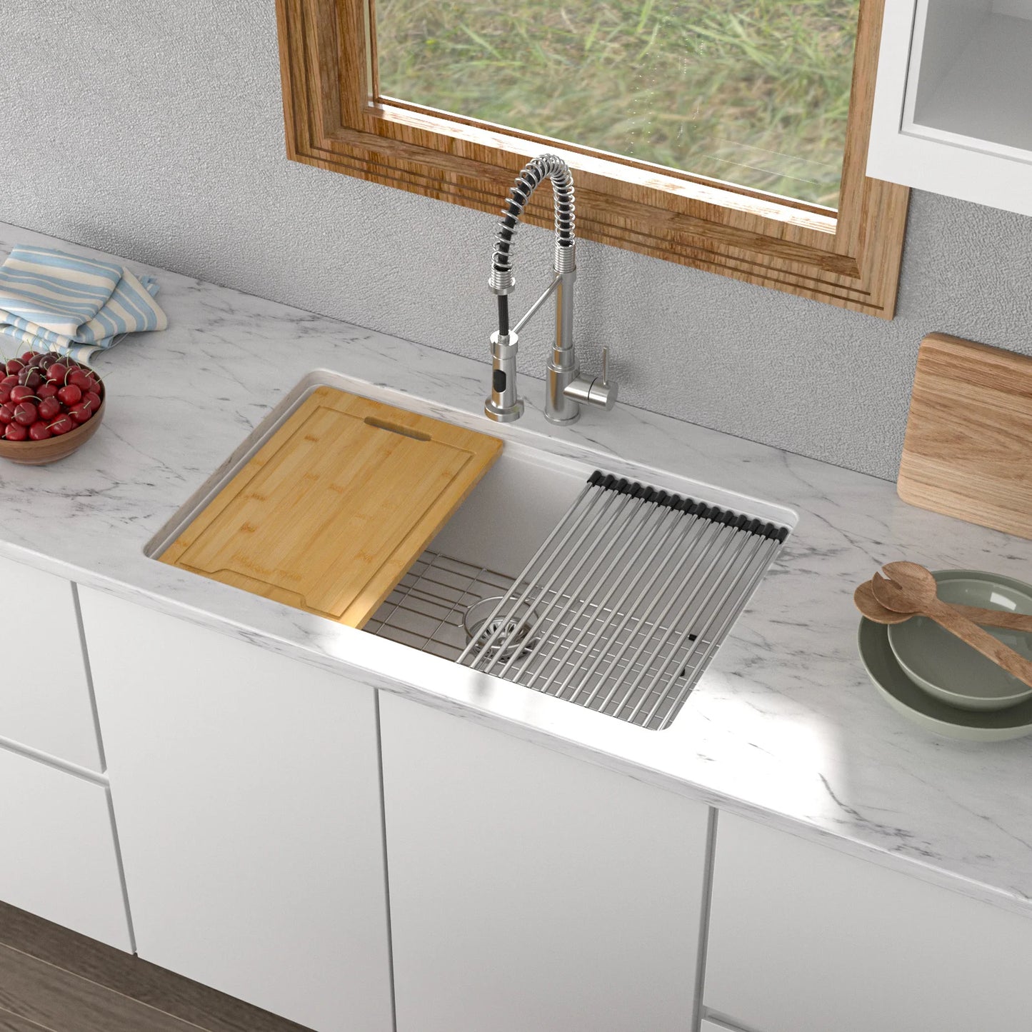 Hot Sale 30inch Quartz Single Bowl Sink Granite Composite White Sink  for Kitchen