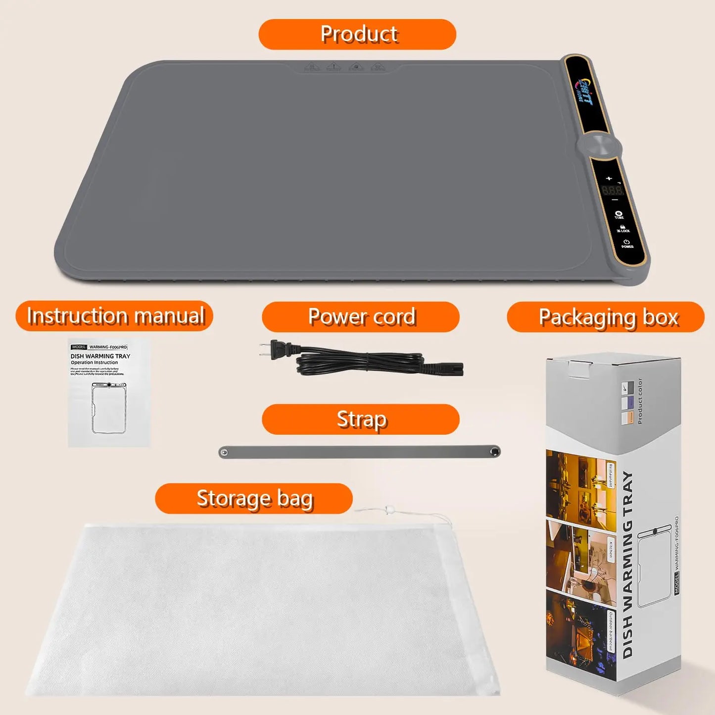 Heated Portable Eco-friendly Adjustable Temperature Fold Food Warming Tray Warm Mat for Kitchen Dining Room Desktop