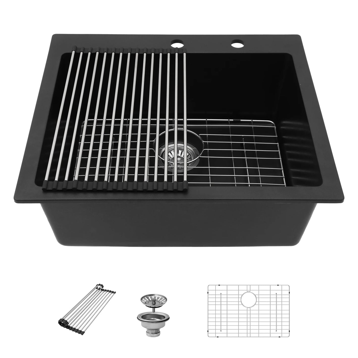 Top Mount   Anti-Rust Anti-Scratch Noise-Free Drop-in Quartz Composite Single Bowl Kitchen Sinks Small Granite Kitchen Sinks