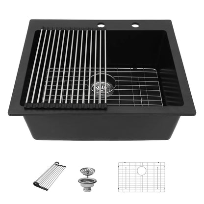 Top Mount   Anti-Rust Anti-Scratch Noise-Free Drop-in Quartz Composite Single Bowl Kitchen Sinks Small Granite Kitchen Sinks