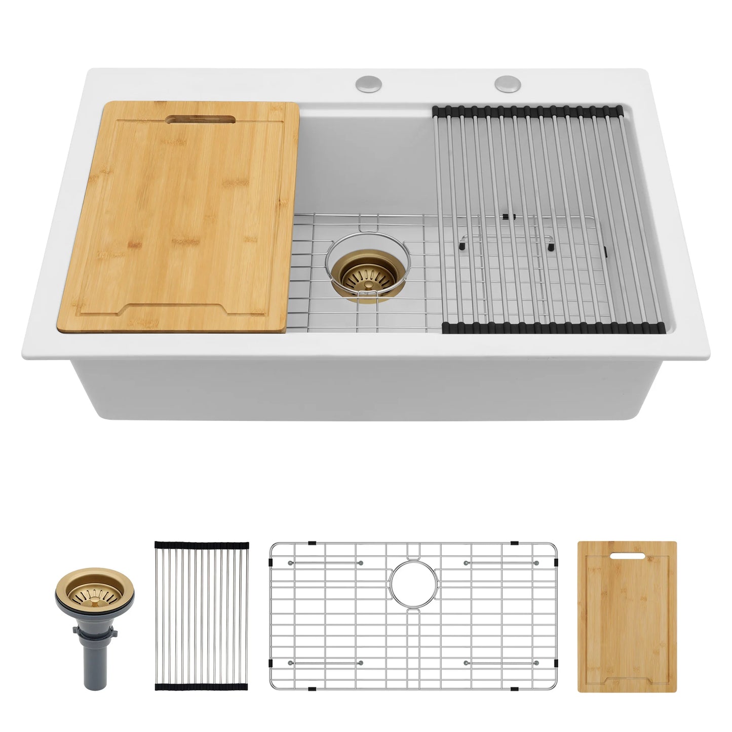 Hot Sale 30inch Quartz Single Bowl Sink Granite Composite White Sink  for Kitchen
