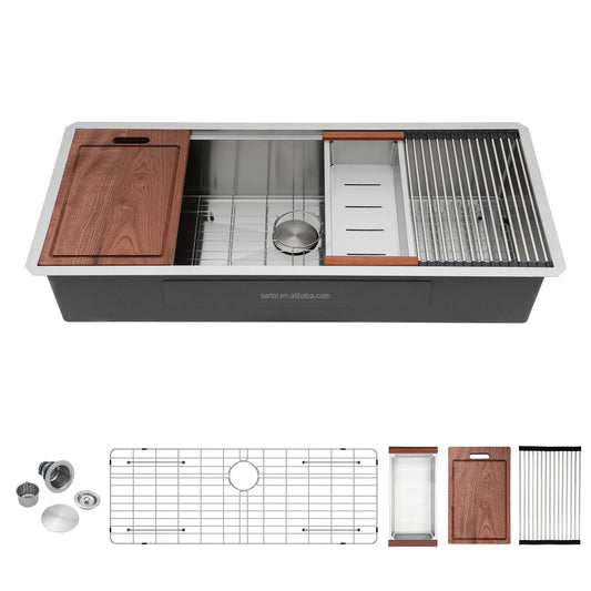 US Shipping SUS304 Material 45 Inch Undermount Stainless Steel Kitchen Sink Handmade Single Bowl