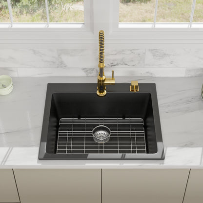 Top Mount   Anti-Rust Anti-Scratch Noise-Free Drop-in Quartz Composite Single Bowl Kitchen Sinks Small Granite Kitchen Sinks