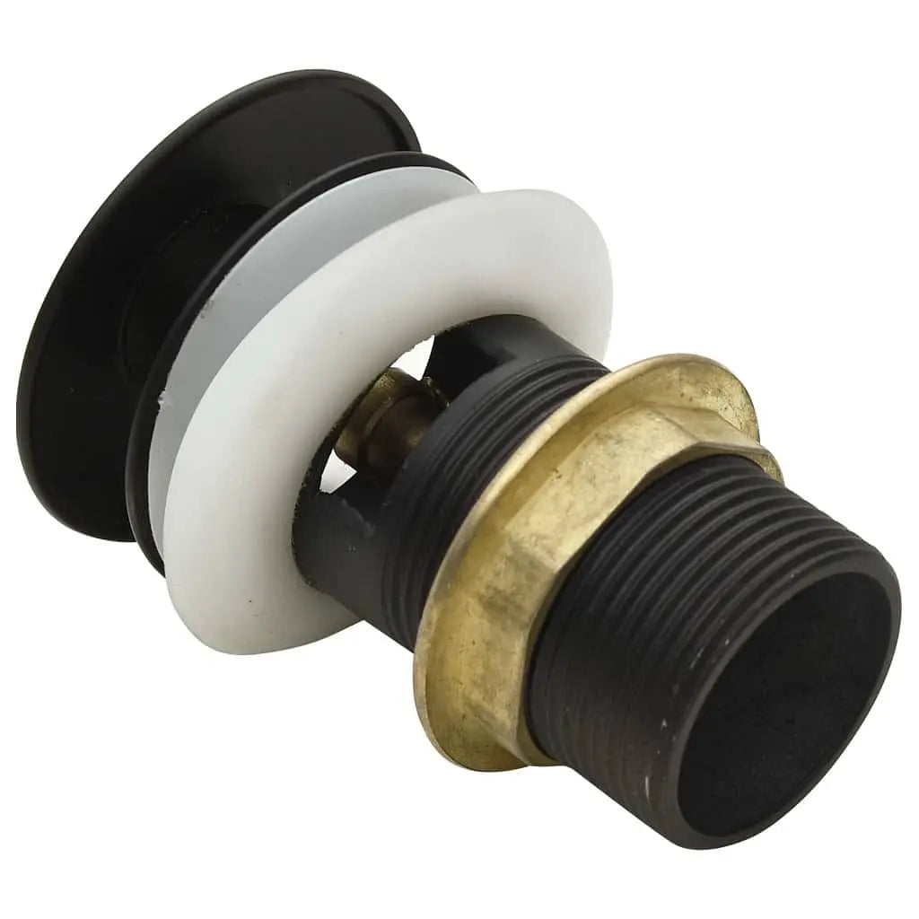 W2B VidaXL Grey 2.5x2.5x3.6\" Push Drain with Overflow Function for Kitchen and Bathroom Sinks and Basins