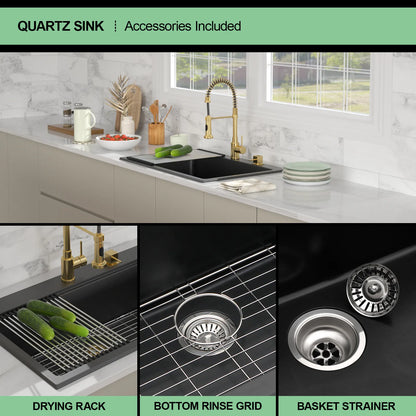 Top Mount   Anti-Rust Anti-Scratch Noise-Free Drop-in Quartz Composite Single Bowl Kitchen Sinks Small Granite Kitchen Sinks
