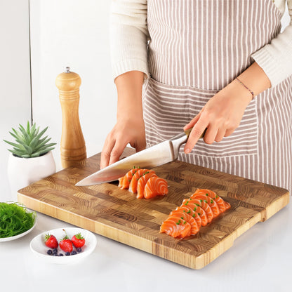 Teak Wood Cutting Boards for Kitchen, Large Size Wood Chopping Board With Hidden Handles