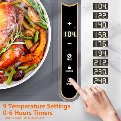 Heated Portable Eco-friendly Adjustable Temperature Fold Food Warming Tray Warm Mat for Kitchen Dining Room Desktop