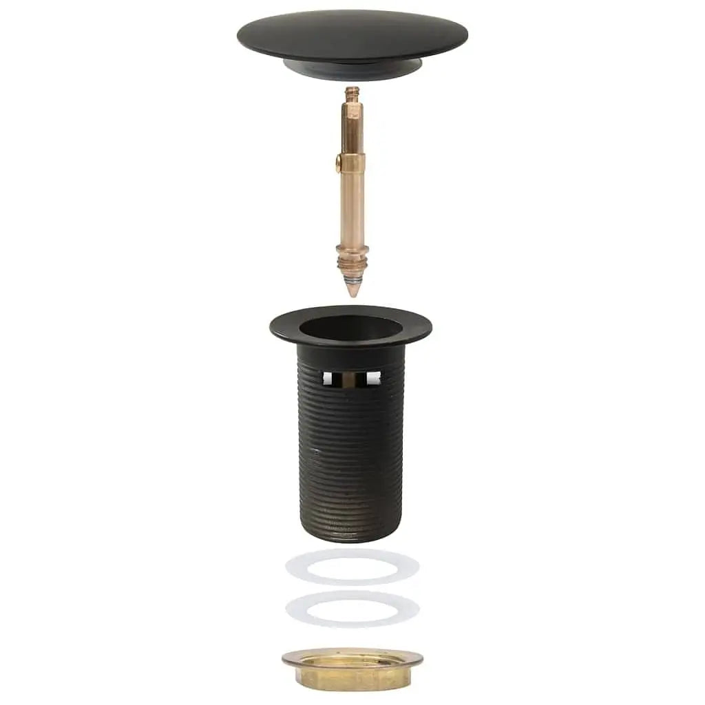 W2B VidaXL Grey 2.5x2.5x3.6\" Push Drain with Overflow Function for Kitchen and Bathroom Sinks and Basins