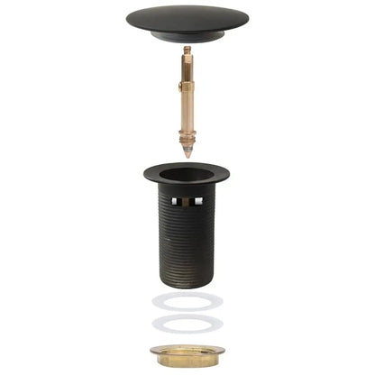 W2B VidaXL Grey 2.5x2.5x3.6\" Push Drain with Overflow Function for Kitchen and Bathroom Sinks and Basins
