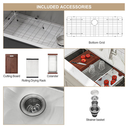 US Shipping SUS304 Material 45 Inch Undermount Stainless Steel Kitchen Sink Handmade Single Bowl